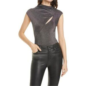 NWT RTA Kinny Metallic Bodysuit In‎ Aluminum Size XS